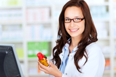 Portrait of a cheerful female pharmacist